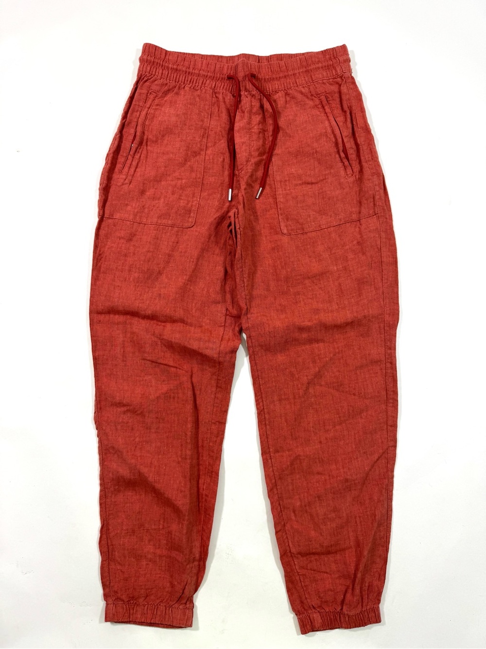 Athleta Retreat Linen Jogger Pants Persimmon Coral